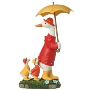 Duck Family With Umbrella Ornament 26cm - Picture 1 of 1
