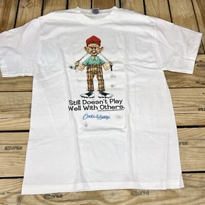 Vintage Y2K Nuovo Vecchio Stock Coots & Biddys Golf Grafica Bianca T-Shirt Uomo Medium - Foto 1 di 7