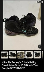 Nike Air Penny V 5 Invisibility Cloak Men Size 11 Preowed Fair Conditions - Picture 1 of 5