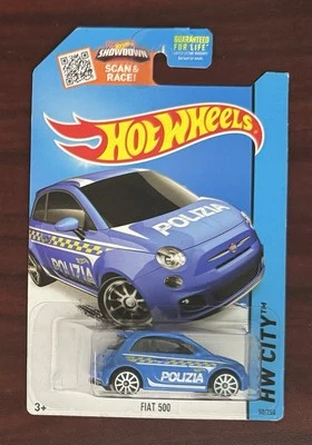2015 Hot Wheels City Fiat 500 New Blue Polizia - Image 1 of 3