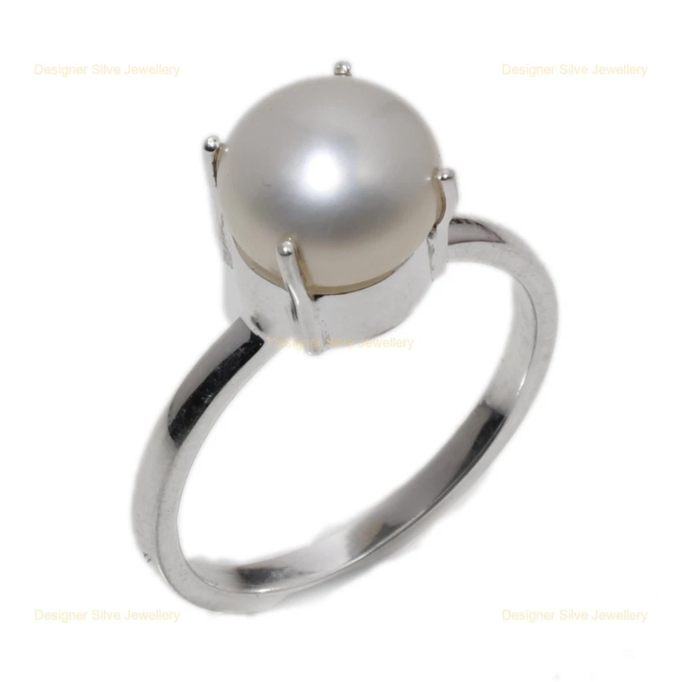 Halloween Deal 925 Sterling Silver June Pearl Stone Statement Wife Ring Jewelry - Image 1 of 4