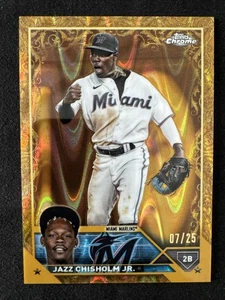 2023 Topps Gilded Collection Jazz Chisholm Jr. RayWave Gold #7/25 - Picture 1 of 2
