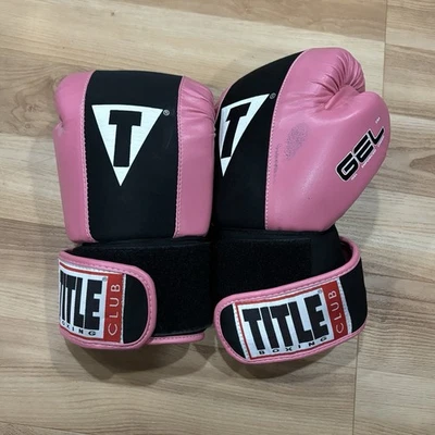 TITLE Club Gel Boxing Gloves, Pink/Black, Size Medium, 12ozs - Image 1 of 4