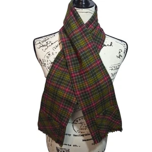 Scardigan by Cisco Vintage kariert rot gelb geknöpft 100% Wolle Schal Taschen - Bild 1 von 7