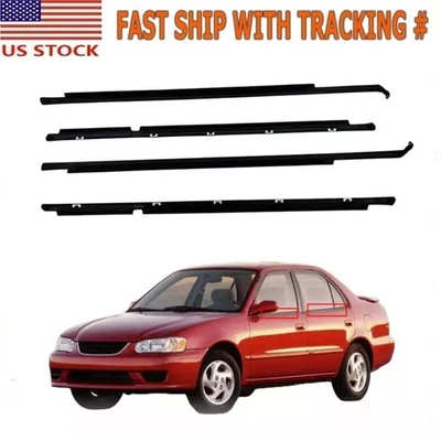Juego de tiras climáticas moldeadoras de cinturón de puerta para Toyota Corolla 1995 1996-2001 2002 negro Foto 1 de 4