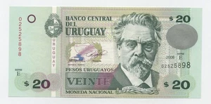 Uruguay 20 Pesos 2008 Pick 86.a UNC Uncirculated Banknote Serie E - Picture 1 of 2