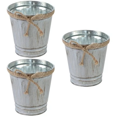  3 Pieces Blumentopf Hängend Metall Eisen Blumenübertopf Blumenvase Aus - Bild 1 von 4