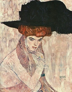 Gustav Klimt The Black Feather Hat 1910 17"x 22" Archival Art Print - Picture 1 of 1