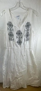 Adorable OLD NAVY womens M - White BOHO Sundress w/ Black embroidery Lined New! - Picture 1 of 8