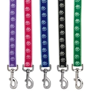 Guardian Gear 4ft Dog Pet LEASH LEAD Swivel Clip Two-Tone Pawprint Nylon/ Ribbon - Picture 1 of 15