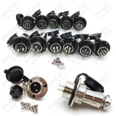 GX20 Aviation Plug + Socket Cable Connector panel mount 2-15 pin M20 Male Female - Image 1 of 4