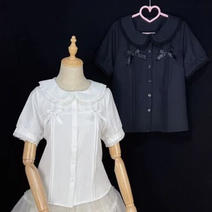 Hot Lady Lolita Shirt Top Girl Button Bowknot Blouse Short Sleeve Jk Shirt Party - Picture 1 of 11