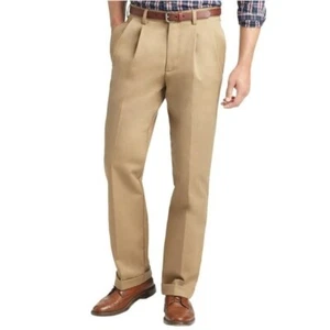 Pantalones chinos informales americanos IZOD para hombre 34x29 beige clásicos plisados con doble frente nuevos - Imagen 1 de 8