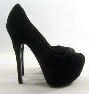 Negro 6" Stiletto Tacón Alto Punta Redonda 2" PLATAFORMA Zapatos MUJERES Talla 7 - Imagen 1 de 8