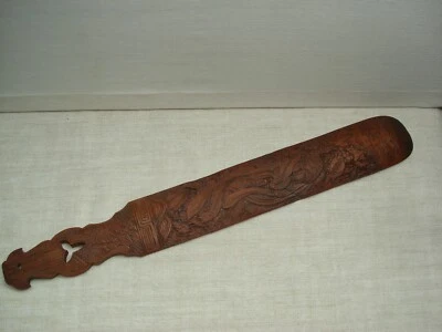 Ancien Tourne Pages Asiatique en Bambou Sculpté - Photo 1/4