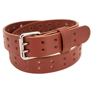 Men's Double Prong Full Grain Heavy-Duty Leather Belt 2 Hole - USA Made By Amish - Picture 1 of 51