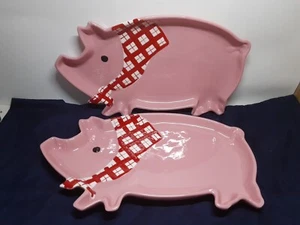Set Of 2 Unique Pink Pig Shaped Dinner Plates by Boston Warehouse Trading Corp. - Picture 1 of 7