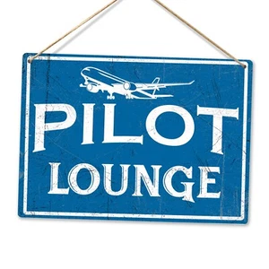 Metall Wandschild - Pilot Lounge - Wohndeko Original Paar Vatertag Papa - Bild 1 von 6