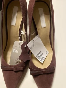 H&M Premium Wildleder Leder Pumps Neu Bordeaux Rot Größe 39 - Bild 1 von 8