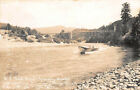 Vintage RPPC US Mail Boat Rogue River Forestry Bridge Agness Photo Postcard OR 