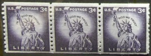 US 3¢ stamp SC #1057 or 1057A Statue of Liberty MNH 1957 strip of 3 - Picture 1 of 1