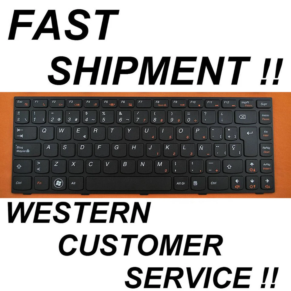 NEW Spanish keyboard Lenovo Ideapad 300-14IBR 300-14ISK 300-14 black teclado - Image 1 of 1