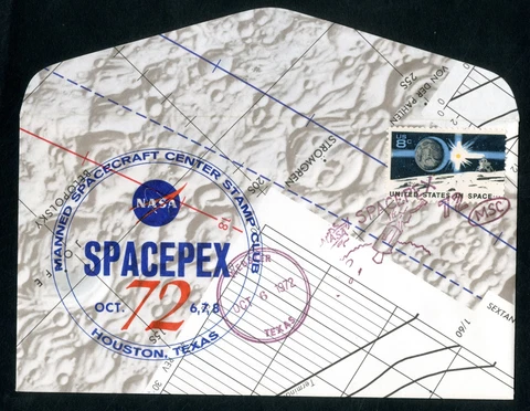 NASA Space cover, Houston, Texas 1972, Map of Moon Cover