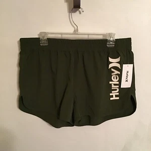Hurley Olive White Logo Swimsuit Board Shorts Womens Plus Size 1X HRSP1000 NWT - Picture 1 of 7