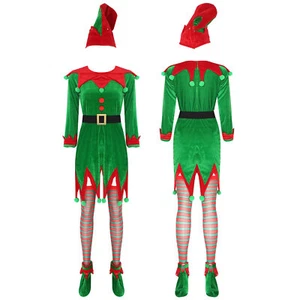 Women Costume Christmas Elf Set Xmas Santa Helper Holiday Elf Adult Elf Dresses - Picture 1 of 34