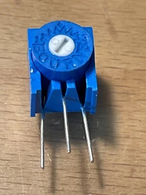 BOURNS Potentiometer, 100K ohm Vert PC Mount 3 turn Trim Pot.