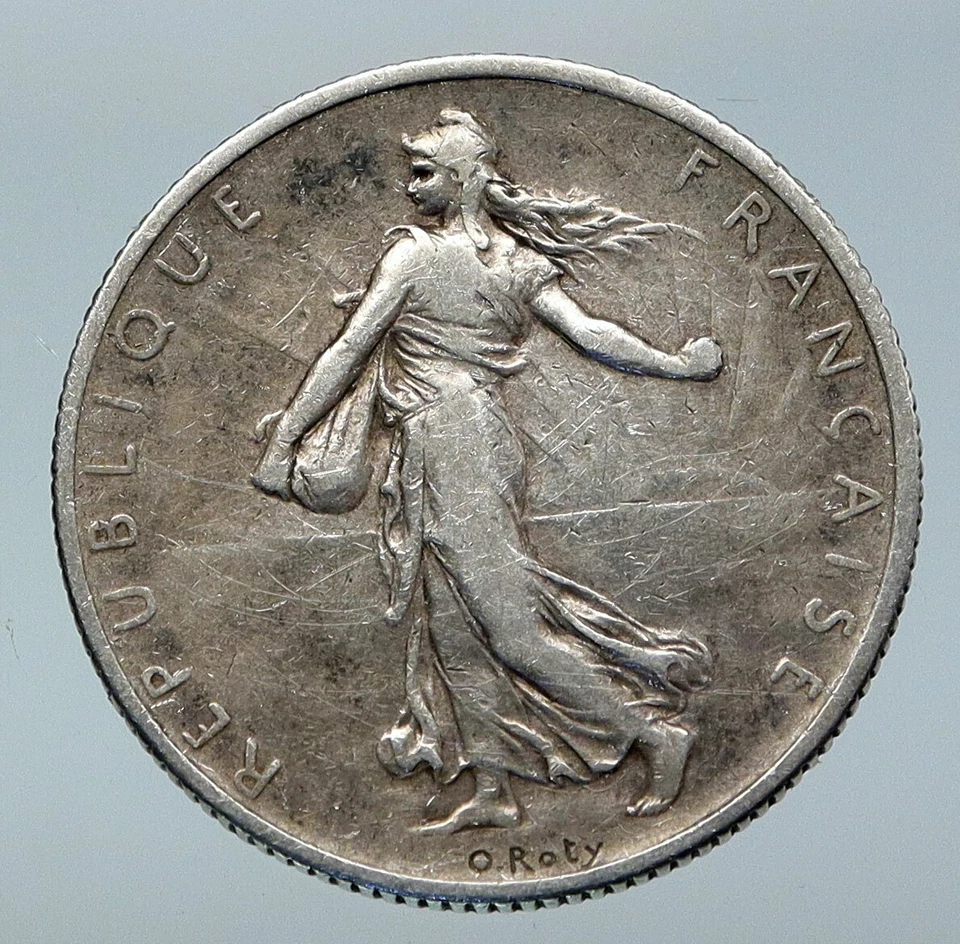 Moneda francesa de 2 francos de plata antigua de Francia de 1901 con mujer sembradora La Semeuse i85573 Foto 1 de 3
