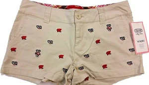Wisconsin Badgers Khaki Shorts -  Women's - Juniors Size 13, New (Lot of 2) - Picture 1 of 2