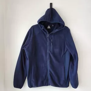 Chaqueta polar Reebok cremallera completa azul marino con capucha aire libre ropa deportiva para hombre M - Imagen 1 de 8