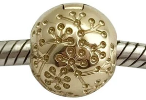 PANDORA | 14K GOLD FLORAL LUCERNE CLIP CHARM ✪NEW✪ 750818 RETIRED RARE FLOWER US - Imagen 1 de 8