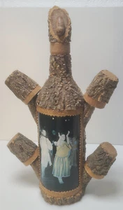 Unique Bottle Covered in Cork Bark w/4 Cork Covered Bark Shot Glasses - Picture 1 of 8