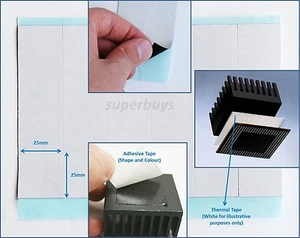 24pc 25 x 25mm Two Sided Thermal Conductive Heat Transfer Adhesive Tape Heatsink - Picture 1 of 4
