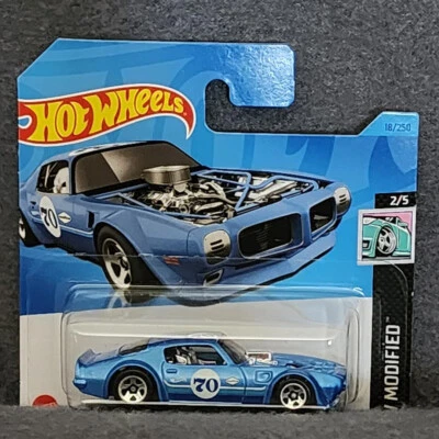 2023 HOT WHEELS MODIFIED 1970 PONTIAC FIREBIRD DIECAST BLUE CAR 18/250 SHORT CAR - Image 1 of 4