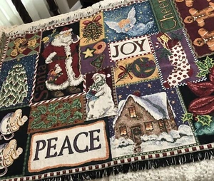 Manta Goodwin Weavers Tapiz Navidad Afgana 100% Algodón 62"x45" - Imagen 1 de 17