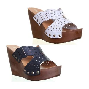 Womens Ladies Hibiscus Slide Wedge Side Studs Womens Sandals In Black US 4- 10 - Picture 1 of 1