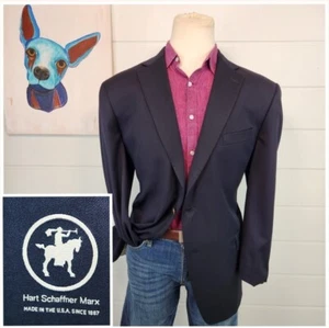 Hart Schaffner Marx Herren Zweiknopf Blazer Messingknopf dunkelblau einfarbig Größe 48R - Bild 1 von 13