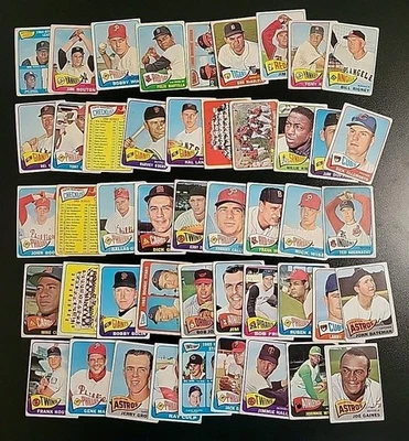 Лот бейсбольных карточек 1965 Topps - 47 различных - с лидерами K и несколькими высокими #s - Изображение 1 из 4