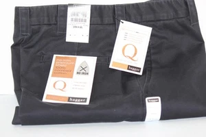 Haggar Men's Premium No Iron Khaki 32x32 Dark Navy plain front pants Flexible w - Picture 1 of 2