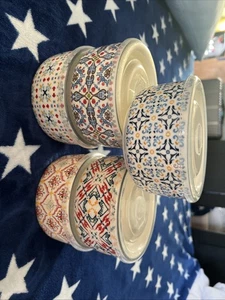 Signature Housewares Stoneware 5" Microwavable Bowl with Lid Set of 5 - Picture 1 of 6