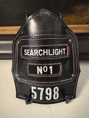 Vintage Leather Fire Helmet Front Cairns FDNY Searchlight 1 - Image 1 of 2