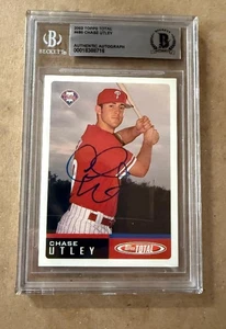 Signed CHASE UTLEY Phillies 2002 Topps Total card #486 Beckett Slabbed BAS 10 - Picture 1 of 1