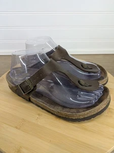 Birkenstock Gizeh Sandals Womens Size 37 6 Metallic Brown Leather Cork Comfort - Picture 1 of 14