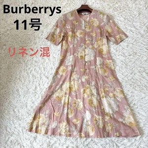 Burberry's floral print dress linen blend pink front button size 11 - Picture 1 of 5
