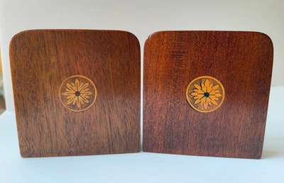 Antique Arts & Crafts Victorian Era hand crafted inlay wood bookends(2) GORGEOUS - Image 1 of 4
