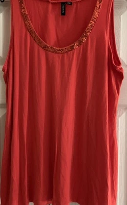 Relativity Women's Size XL Orange Tank Top With Sequins - Image 1 of 4
