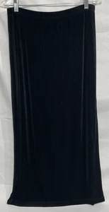 Chicos Travelers A-Line Maxi Skirt Black Stretchy Slinky Drapey Size 2 (L/12) - Picture 1 of 4